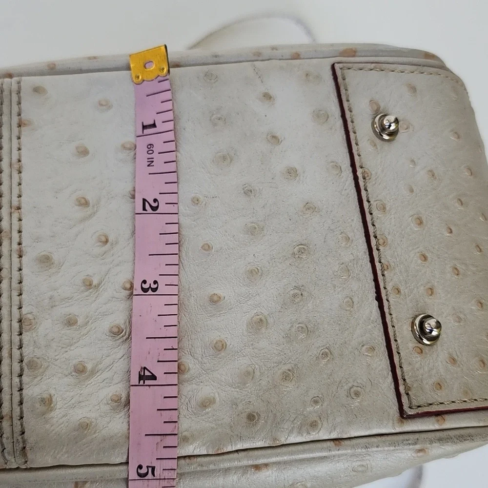 Dooney & Bourke Ostrich Embossed Leather Shoulder Purse Handbag Crossbody Beige - Picture 12 of 12